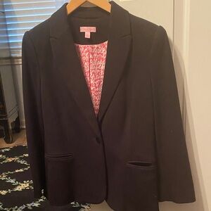 Lilly Pulitzer Black Blazer with Pink Lining